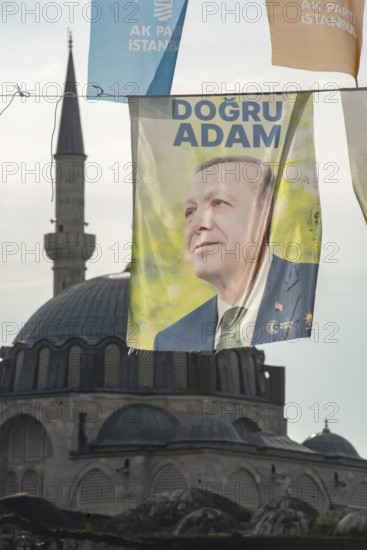 Istanbul, Turkey. May 4th 2023 Election banners for the ruling AK Parti, Justice and Development