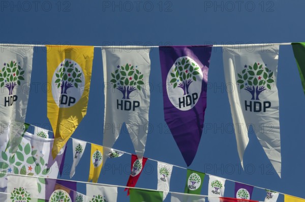Istanbul, Turkey. 12th March 2015 Election campaign banners for the pro-Kurdish political party,