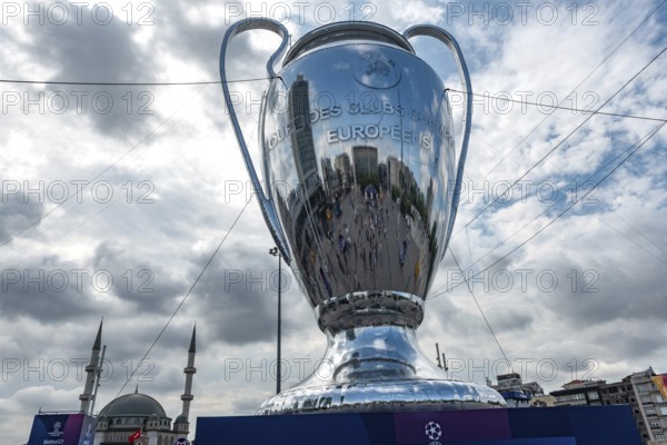 Istanbul, Turkey. June 9th 2023 A Giant inflatable Champions League Trophy in Taksim Square,