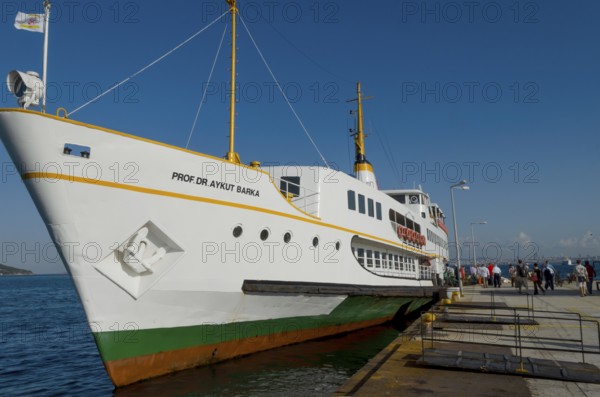 Buyukada Island, Istanbul, Turkey. August 19th 2014 Turkish ferry boarding passengers for the
