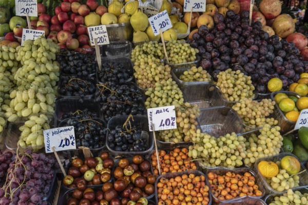 Istanbul, Turkey October 22nd 2021 Fruit for sale outside a grocery shop in Istanbul displaying