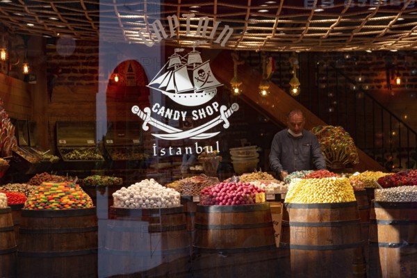 Istanbul, Turkey. October 14th 2021 Captian Candy Turkish Sweetshop in a popular shopping street