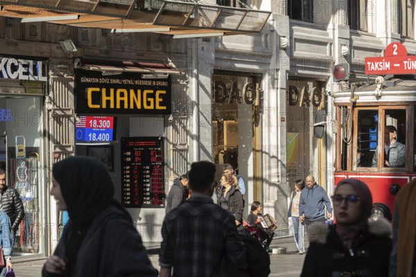 Istanbul, Turkey. November 10th 2022 A Turkish currency exchange office showing the Dollar and Euro