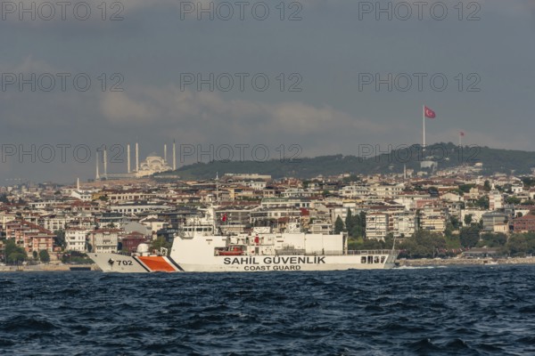 Istanbul, Turkey 25th August 2021 Turkish Coast Guard Patrol at the entrance to the Bosporus and