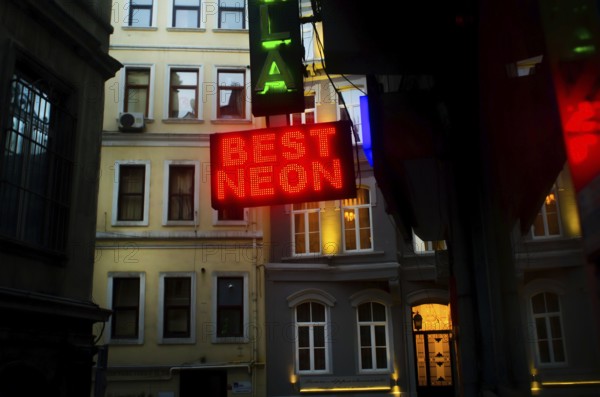 Istanbul, Turkey. August 24th 2013 Neon Sign, nightlife near Taksim, Istanbul, Turkey