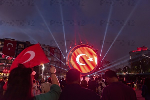 Istanbul, Turkey. October 29th 2023 Crowds in Taksim Square in Istanbul, celebrate 100th