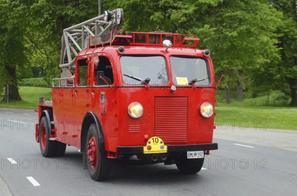 Scania Vabils veteran fire truck built in 1940 at fire truck rally in Ystad, Skåne County, Sweden,