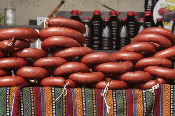Istanbul, Turkey. October 12th 2021 Sujuk or sucuk a spicy meat sausage made of spices and ground