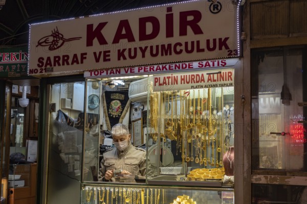 Istanbul, Turkey January 11th 2022 Kadir, A Turkish currency and Gold Jewellery exchange shop in