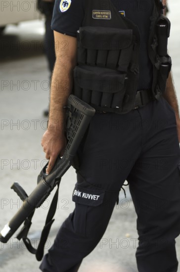 Istanbul, Turkey. June 1st 2013 Turkish riot police armed with tear gas, Gezi park, Taksim square,