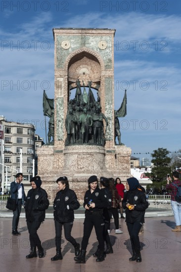 Istanbul, Turkey. November 30th 2019 Turkish female police with and without hijab Taksim square,