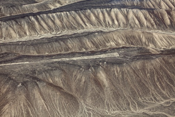 The famous geoglyphs from Nazca in Peru, captured from the air, The geoglyphs and paintings in the