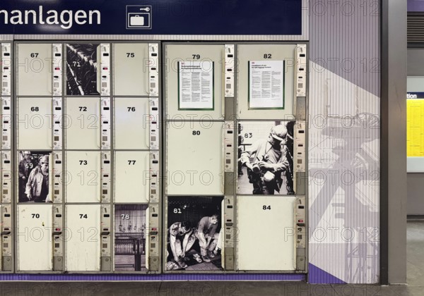 Luggage locking systems at the main train station in Gelsenkirchen designed with traditional mining