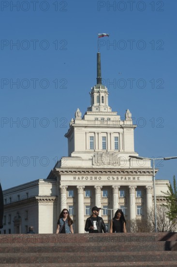 Sofia, Bulgaria, June 4th 2019 Bulgarian People in front of the former Communist Party Building,