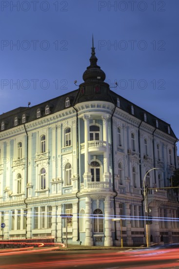 Varna, Bulgaria. September 7th 2020 The Navy Club building opposite the Theotokos Cathedral at