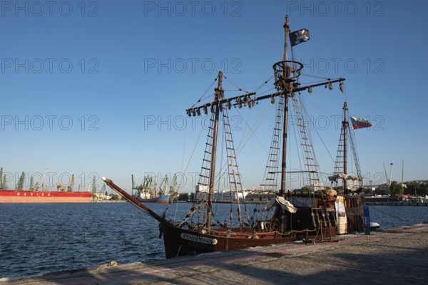 Varna, Bulgaria. September 5th 2020 A touristic Pirate ship, Varna Port, Bulgaria