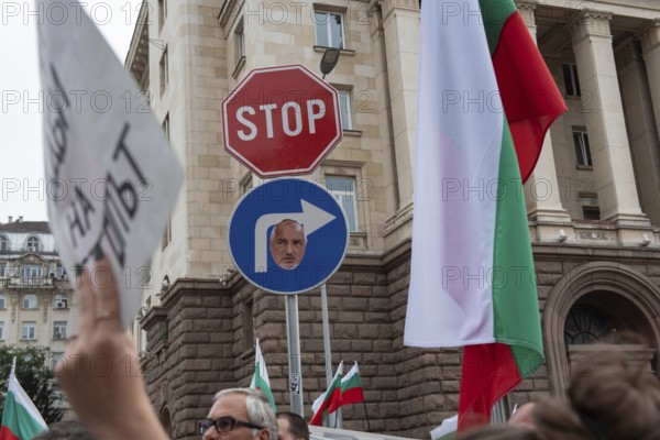 Sofia, Bulgaria. September 2nd 2020 Bulgarian anti-government protestors gather in front of police