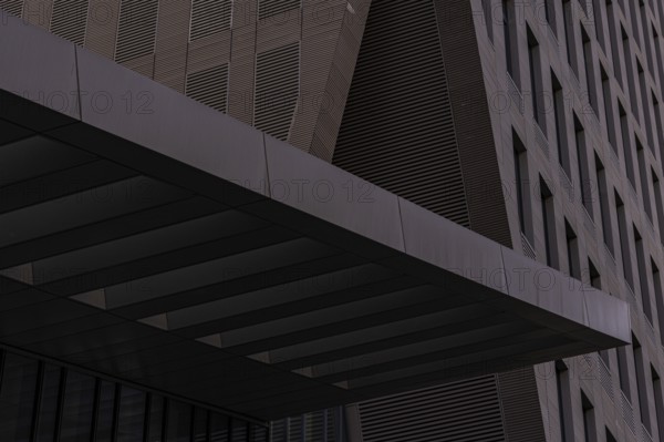 This image showcases the intricate design details of a modern building, emphasizing textures and