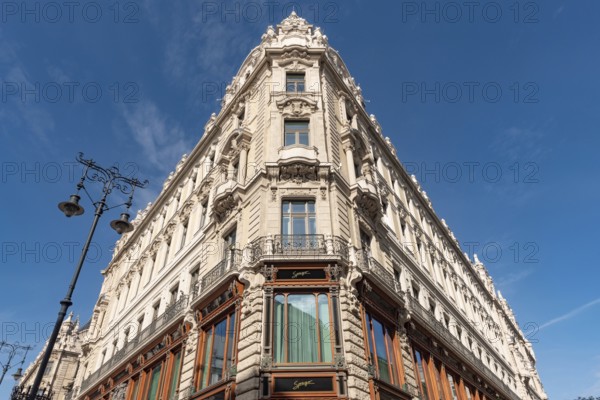 Budapest, Hungary. October 1st 2023 Beautiful architecture of Matild Palace and Spago Restaurant,