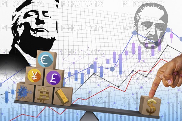 Symbolic image, Trump enrichment, dollar devaluation, questionable speculation gains for himself,