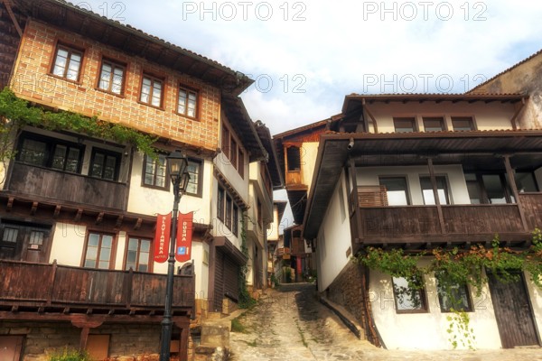 Veliko Tarnovo, Bulgaria. September 26th 2023 Traditional Bulgarian wooden houses, typical