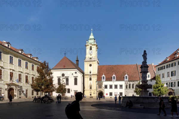 Bratislava, Slovakia. October 2nd 2023 Hlavne Namestie, The Main Square with Holy Saviour Church or