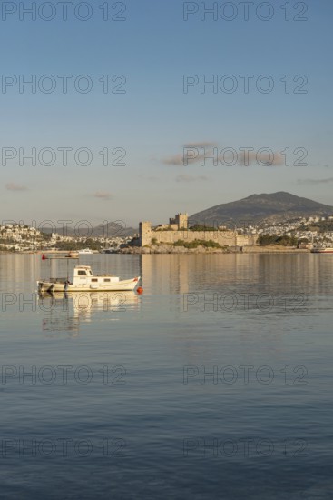 Bodrum, Mugla, Turkey. April 21st 2022 Beautiful morning light on Bodrum harbour with a medieval