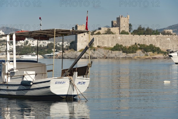 Bodrum, Mugla, Turkey. April 21st 2022 A fishing boat named Bodrum in Bodrum harbour, a popular