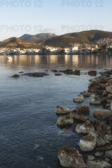 Beautiful Bodrum Peninsular viewed from the Turkish Aegean harbour town on the south west coast of