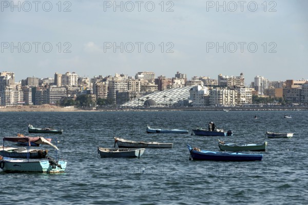 Alexandria, Egypt. December 3rd 2022 Local fishermen and fishing boats moored in the Mediterranean