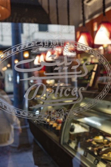 Alexandria, Egypt. December 4th 2022 Entrance to Délices Patisserie Alexandria, serving Middle