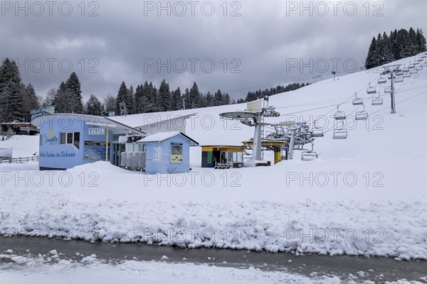 The closed ski area in the Tyrolean enclave of Jungholz. Ski operations are paused due to
