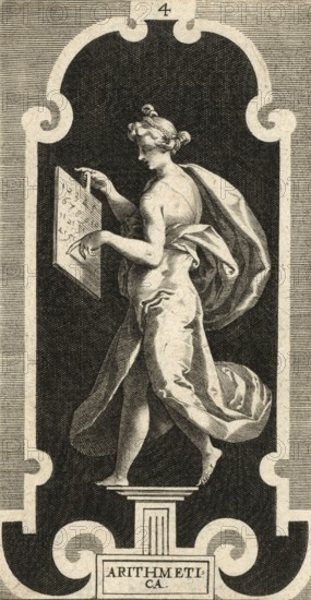 Arithmetica, is one of the seven liberal arts, a personification of arithmetic. The figure shown