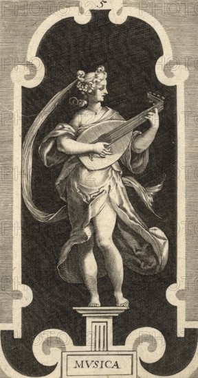 Musica, is one of the seven liberal arts, the personification of music. An allegorical female