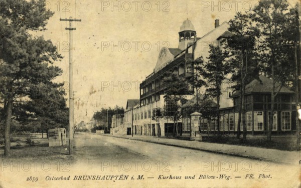 Historic postcard around 1900, Baltic resort Brunshaupten i.M., spa hotel, historic town on the
