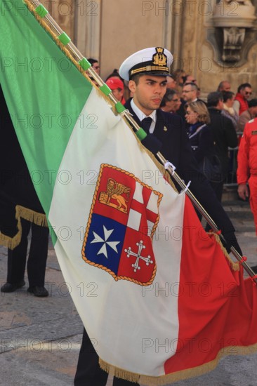 Sicily, Trapani, Good Friday mystery procession La Processione dei Misteri, groups accompany the