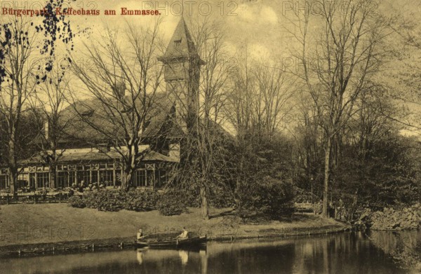 Historical postcard around 1900, Bremen, Lake Emma, Germany, reproduction of a postcard, historical