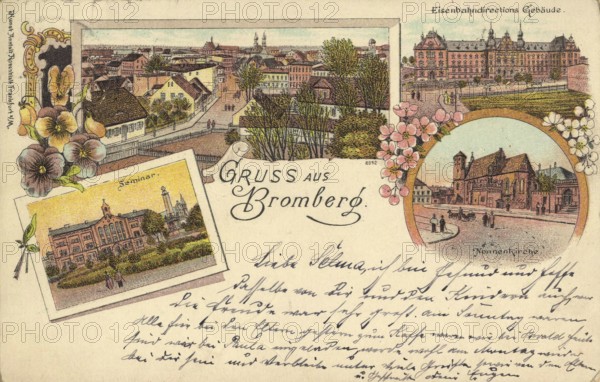 Historical postcard around 1900, Bromberg, today Bydgoszcz, in the Polish Kujawsko-Pomorskie