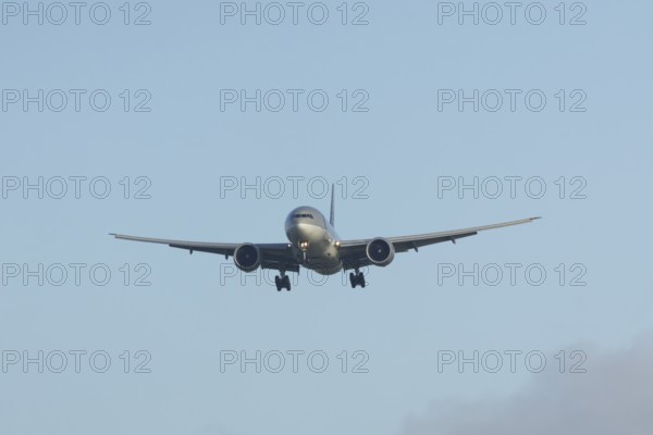 Boeing 777 A7-BFL commercial jet aircraft of Qatar cargo in flight on approach to land at London