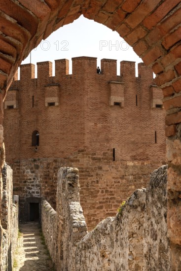 Alanya, Turkey. April 7th 2021 View of the Kizi Kule or Red Tower from the historic ancient castle