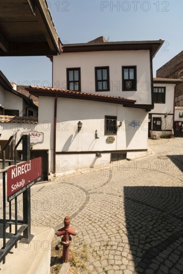 Ankara, Turkey. June 6th 2022 Restored old houses inside the city walls of Ankara castle, the old