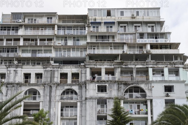 Batumi, Georgia. July 21st 2025. Old apartment buildings in poor condition in Batumi on the Black