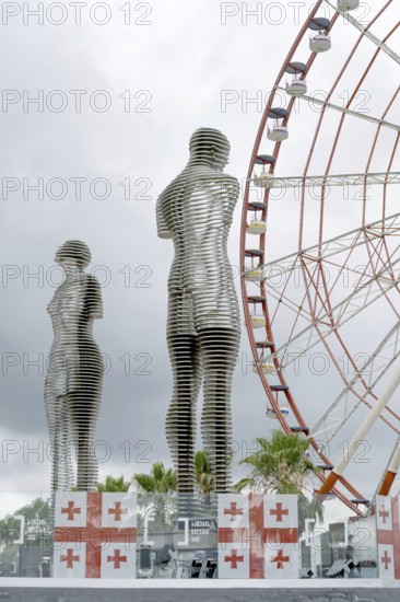 Batumi, Georgia. July 21st 2025. Landmark of Ali and Nino, a moving sculpture in Batumi Boulevard,