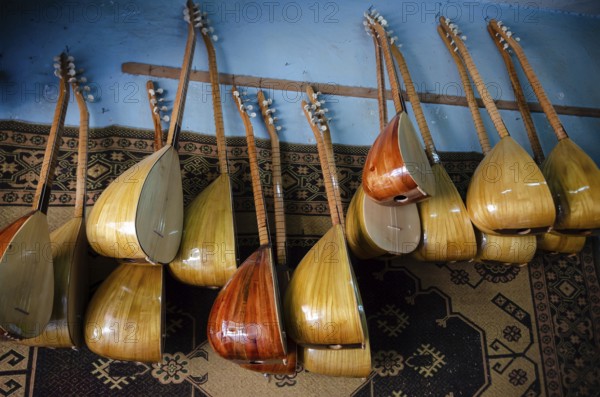 Adana, Turkey. June 9th 2014 Traditional Turkish Saz or Baglama a long necked Lute musical