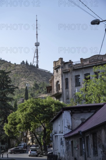 Tbilisi, Georgia. August 26th 2025. The TV telecommunications tower on top of Mtatsminda hill