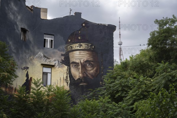 Tbilisi, Georgia. August 27th 2025. A large street art wall mural with the TV telecommunications