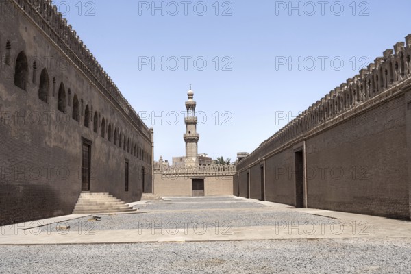 The interior entrance courtyard of the Tulunid Dynasty Mosque of Ibn Tulun in the Islamic Quarter