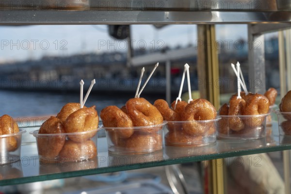 Lokma, traditional deep fried Turkish dessert, street food for sale all over Turkey but the sweet