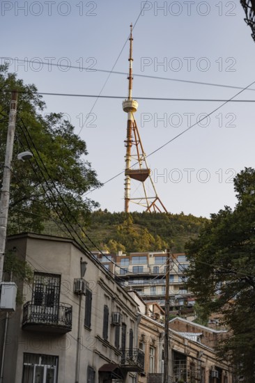 Tbilisi, Georgia. August 19th 2025. The TV telecommunications tower on top of Mtatsminda hill