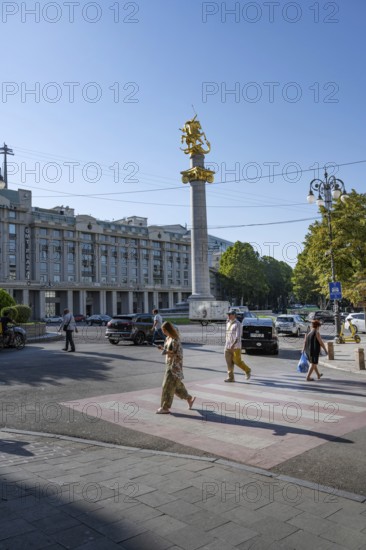 Tbilisi, Georgia. August 19th 2025. Freedom Square or Liberty Square and its iconic statue of